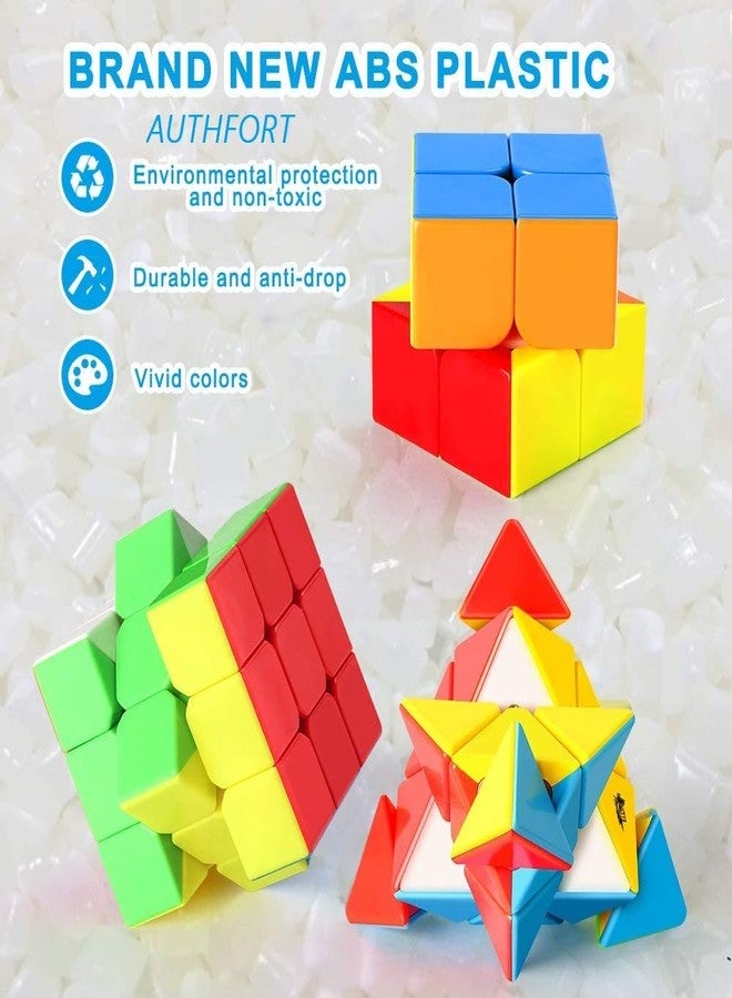 AUTHFORT Speed Cube Set, Stickerless Magic Cube Set Of 2X2X2 3X3X3 Pyramid Frosted Puzzle Cube (Combo Of 2-3- Pyramid Cubes), Kid - Image 4